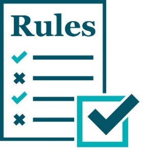 A document titled 'Rules' with a tick.