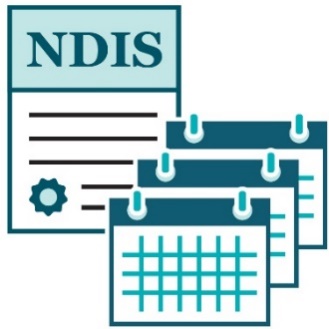 An NDIS document and a stack of 3 calendars.